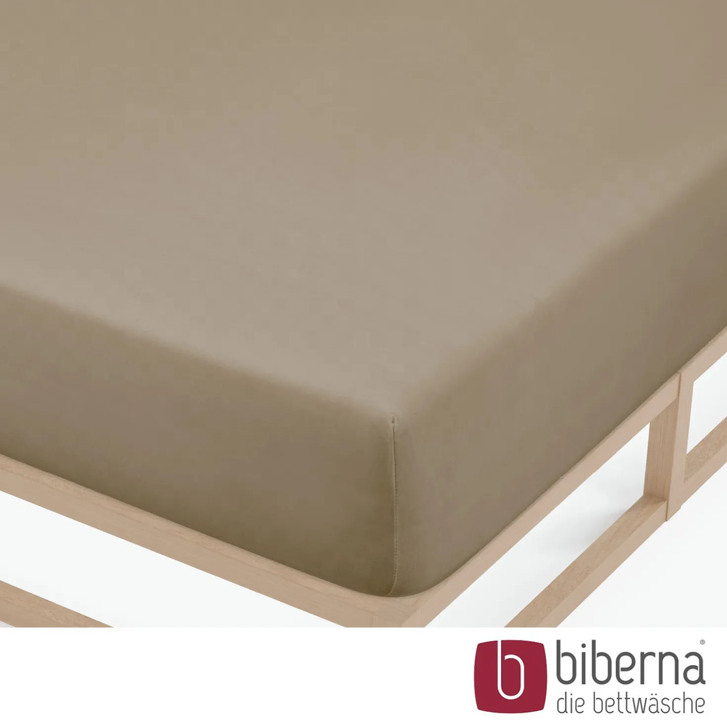 biberna Feinjersey-Spannbetttuch taupe, 1x 90x190 cm - 100x200 cm