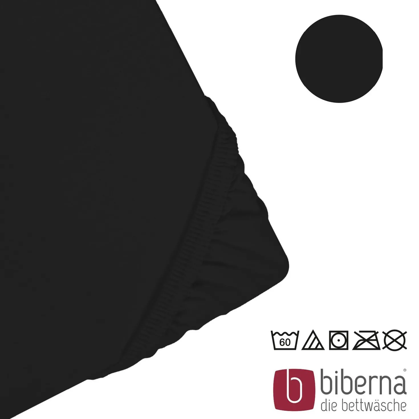 biberna Jersey-Elastic-Boxspring-Spannbetttuch schwarz, 1x 180x200 cm - 200x220 cm