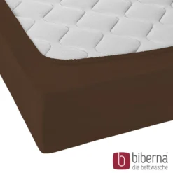 biberna Jersey-Elastic-Spannbetttuch topas / mocca, 1x 90x190 cm - 100x220 cm