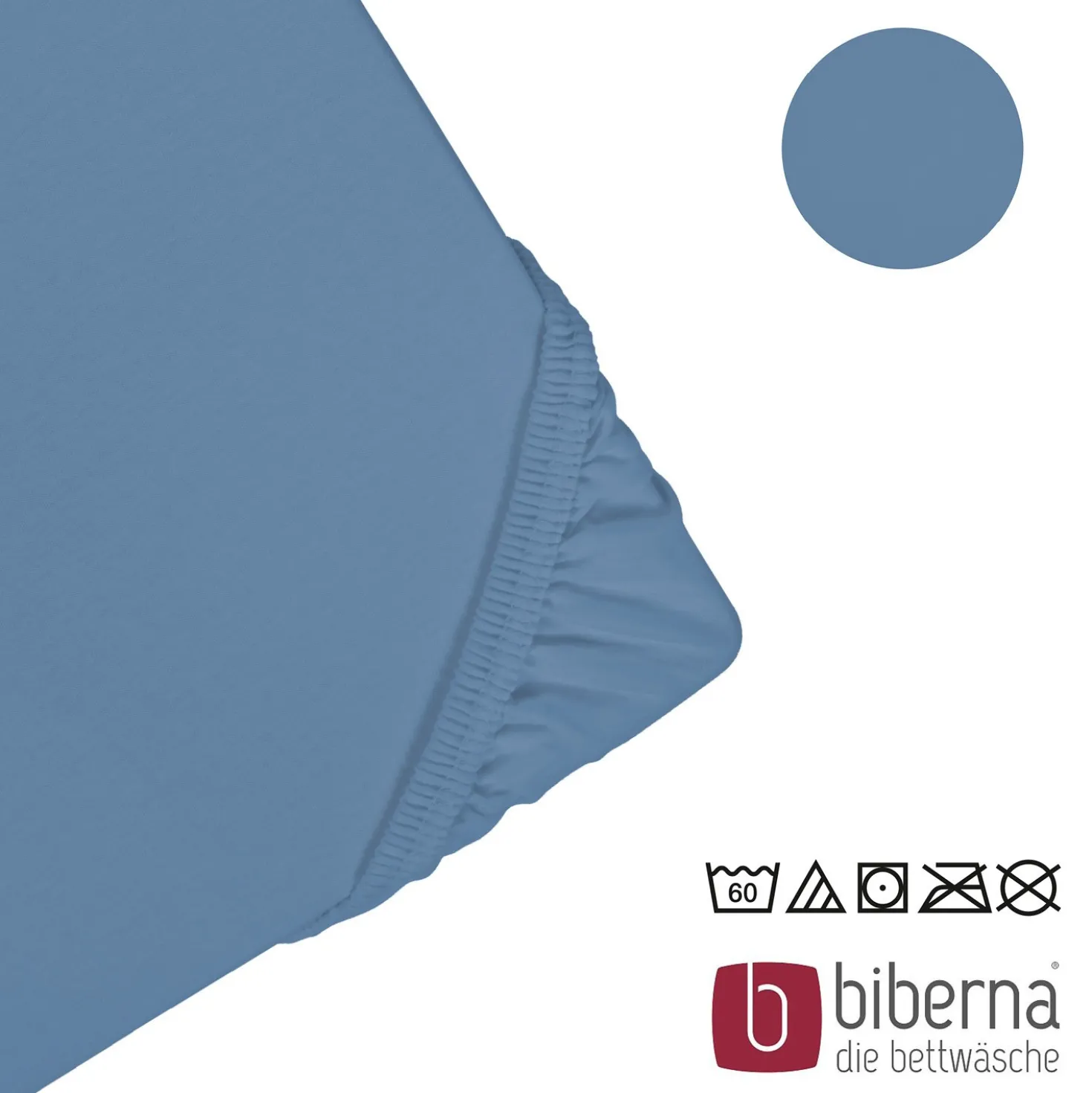 biberna Jersey-Elastic-Spannbetttuch azurblau, 1x 90x190 cm - 100x220 cm