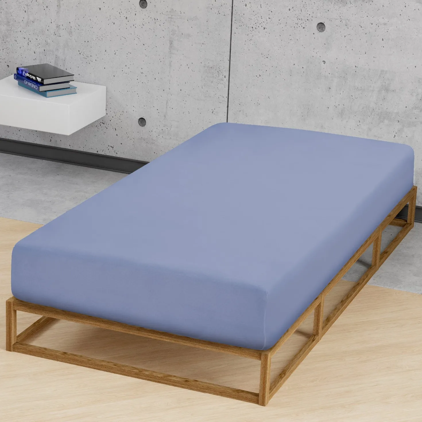 biberna Jersey-Elastic-Spannbetttuch blau, 1x 120x200 cm - 130x220 cm