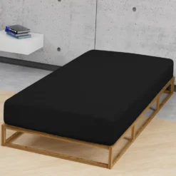 biberna Jersey-Elastic-Spannbetttuch schwarz, 1x 120x200 cm - 130x220 cm