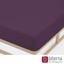 biberna Jersey-Elastic-Spannbetttuch dunkel violett, 1x 180x200 cm - 200x220 cm