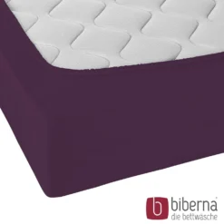 biberna Jersey-Elastic-Spannbetttuch dunkel violett, 1x 180x200 cm - 200x220 cm