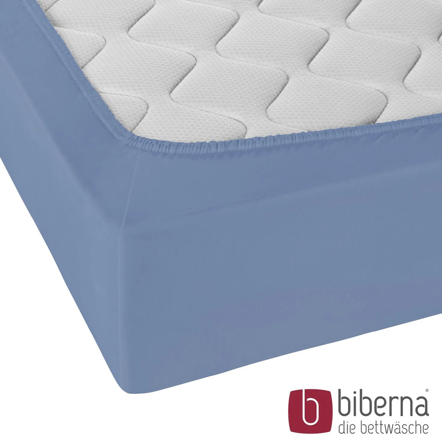 biberna Jersey-Elastic-Spannbetttuch blau, 1x 180x200 cm - 200x220 cm