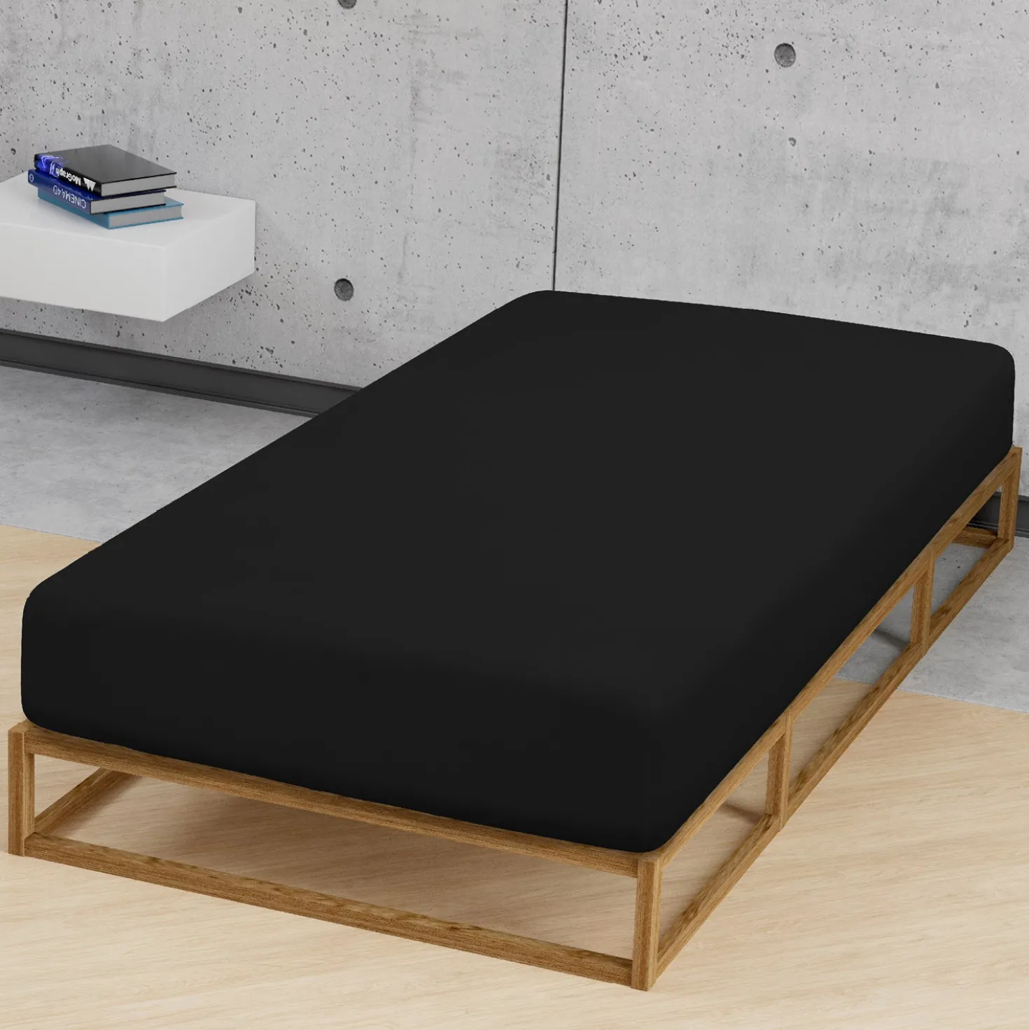 biberna Jersey-Elastic-Spannbetttuch schwarz, 1x 180x200 cm - 200x220 cm
