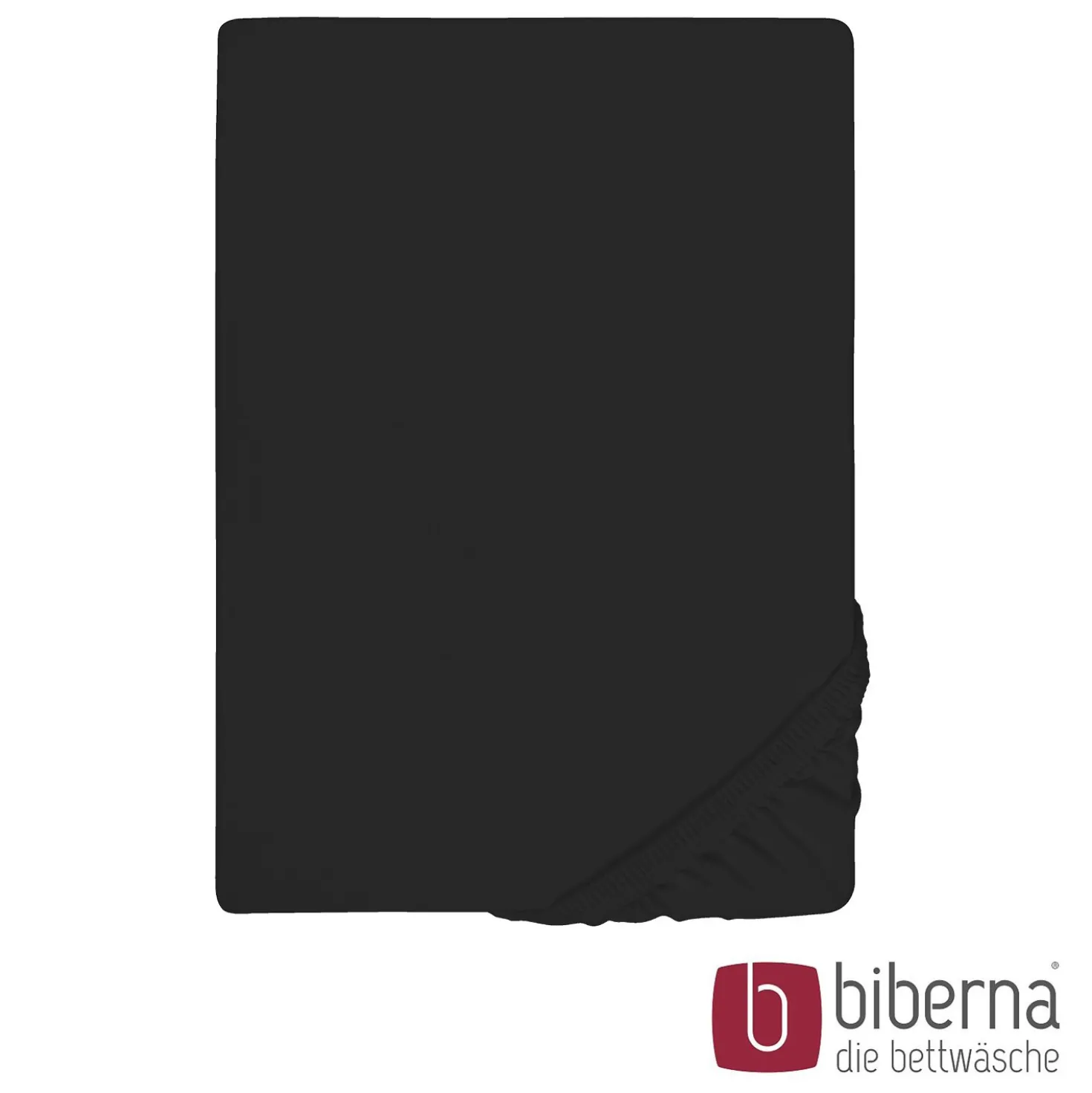 biberna Jersey-Elastic-Spannbetttuch schwarz, 1x 180x200 cm - 200x220 cm