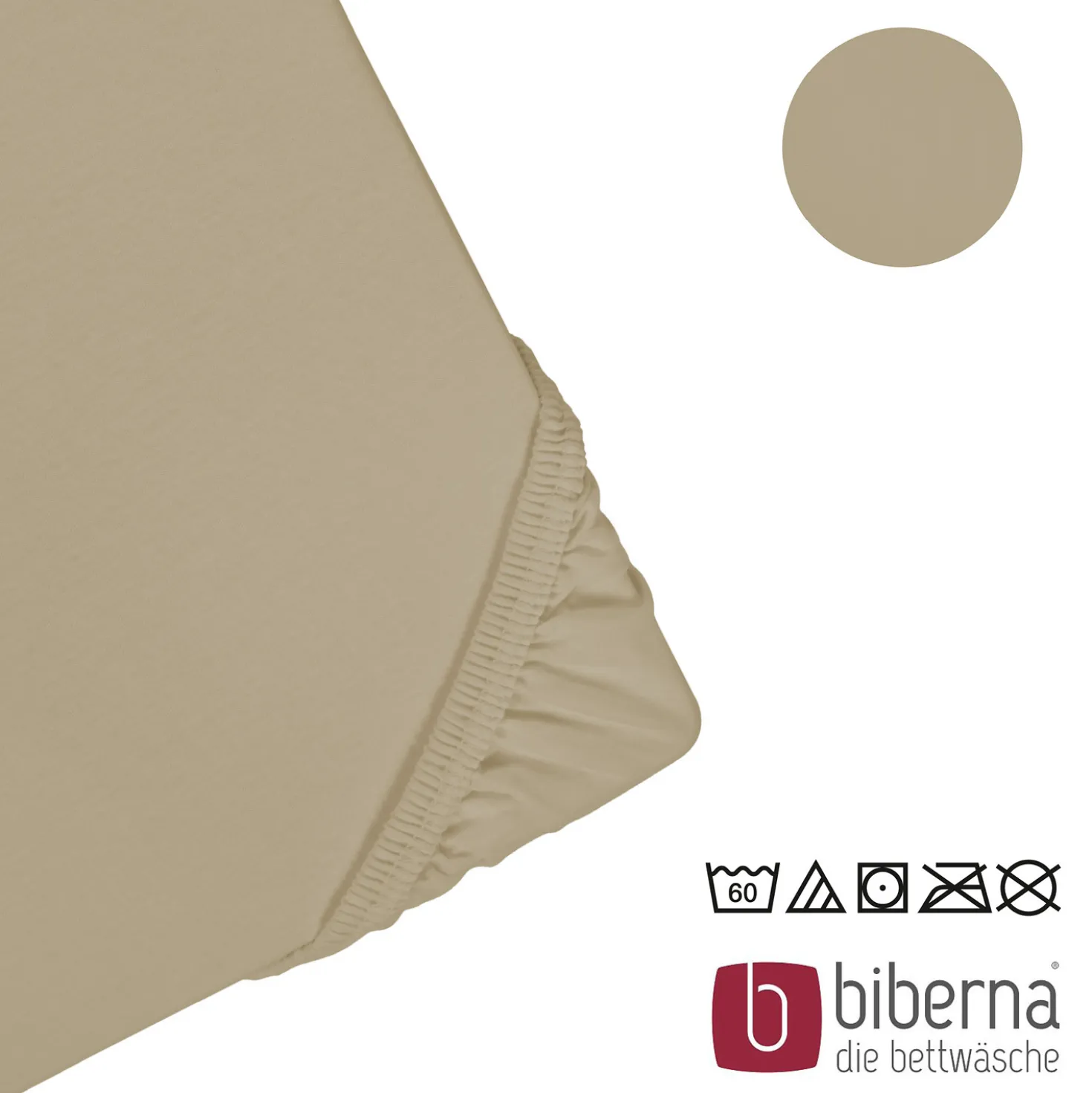 biberna Jersey-Elastic-Spannbetttuch taupe, 1x 140x200 cm - 160x220 cm