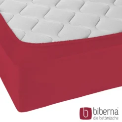 biberna Jersey-Elastic-Spannbetttuch rubin, 1x 120x200 cm - 130x220 cm
