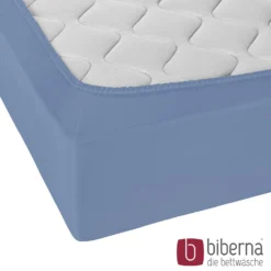 biberna Jersey-Elastic-Spannbetttuch blau, 1x 140x200 cm - 160x220 cm