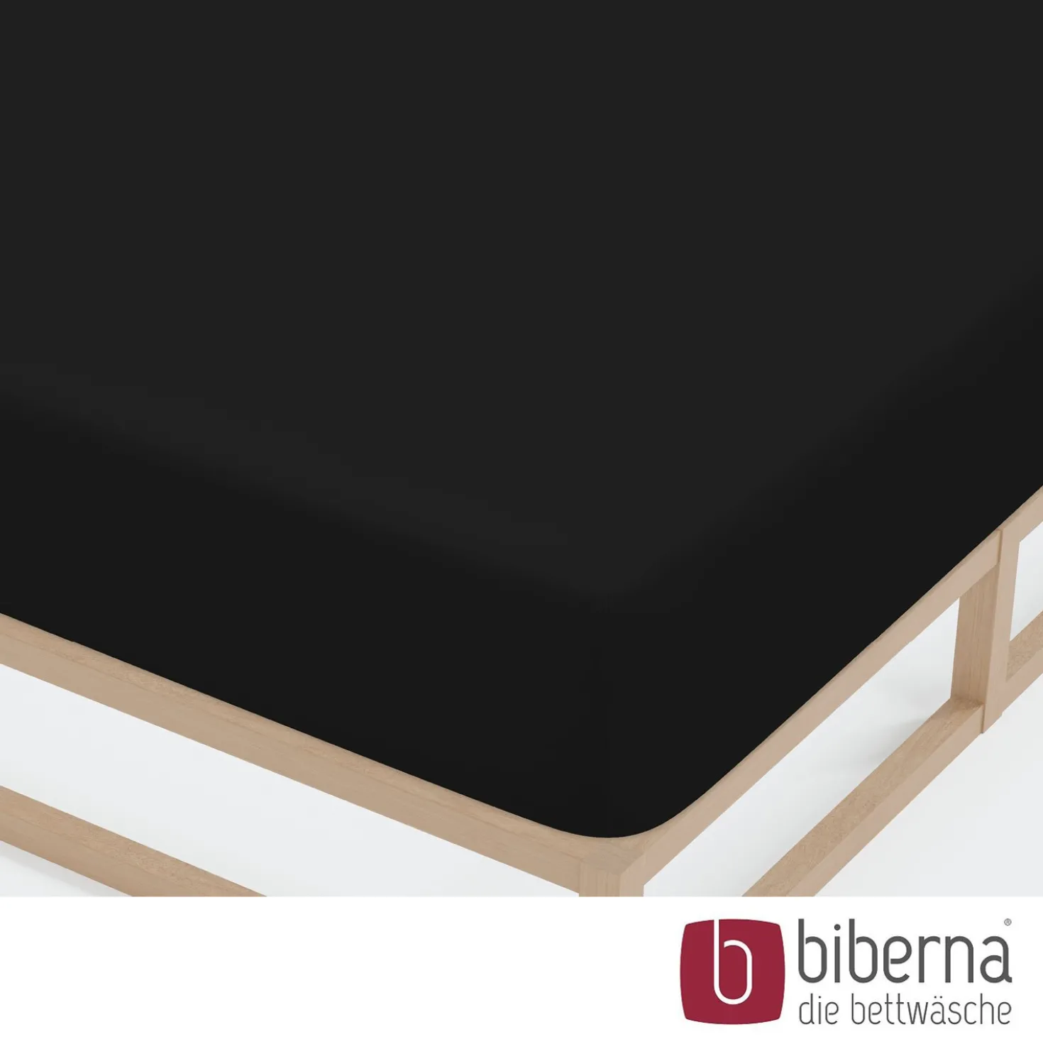 biberna Jersey-Elastic-Spannbetttuch schwarz, 1x 140x200 cm - 160x220 cm