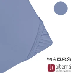 biberna Jersey-Elastic-Spannbetttuch blau, 1x 90x190 cm - 100x220 cm