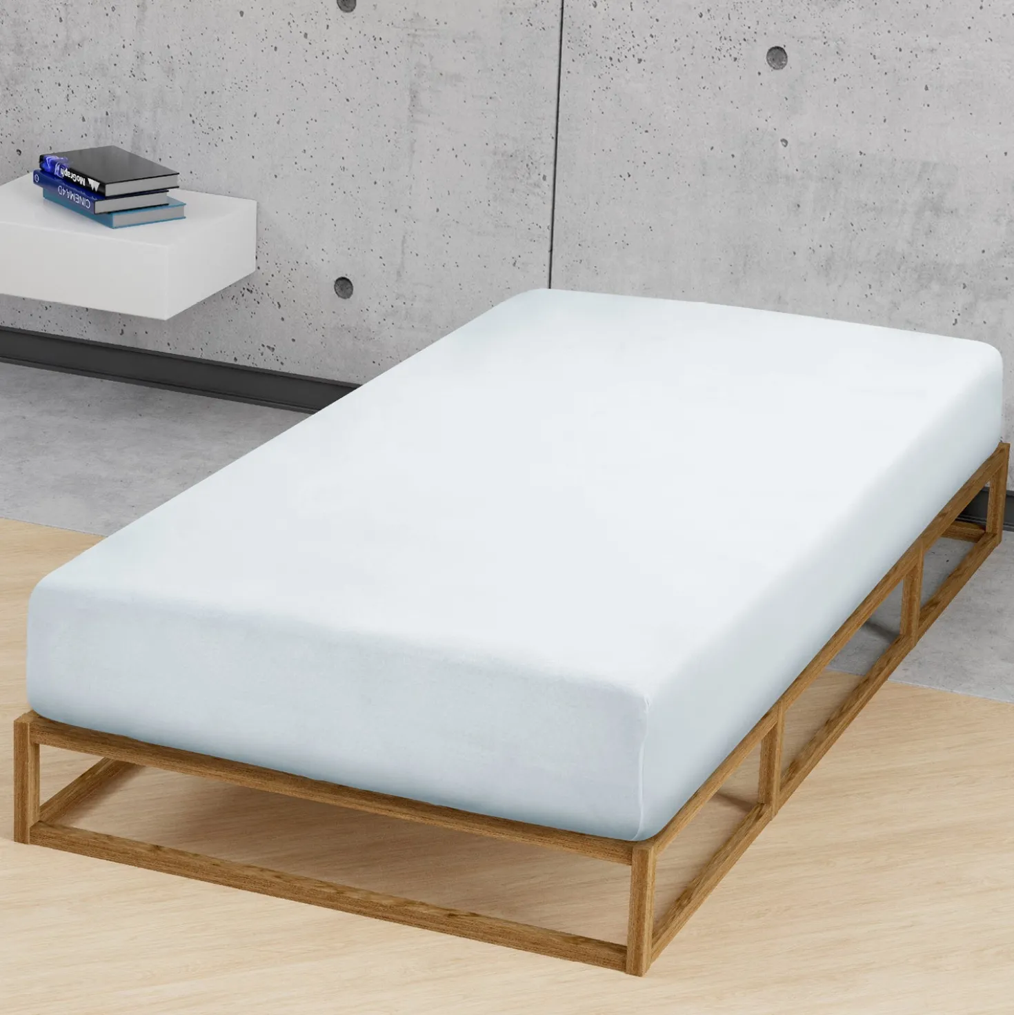 biberna Jersey-Elastic-Spannbetttuch ciel, 1x 90x190 cm - 100x220 cm
