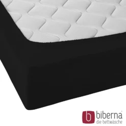 biberna Jersey-Elastic-Spannbetttuch schwarz, 1x 90x190 cm - 100x220 cm