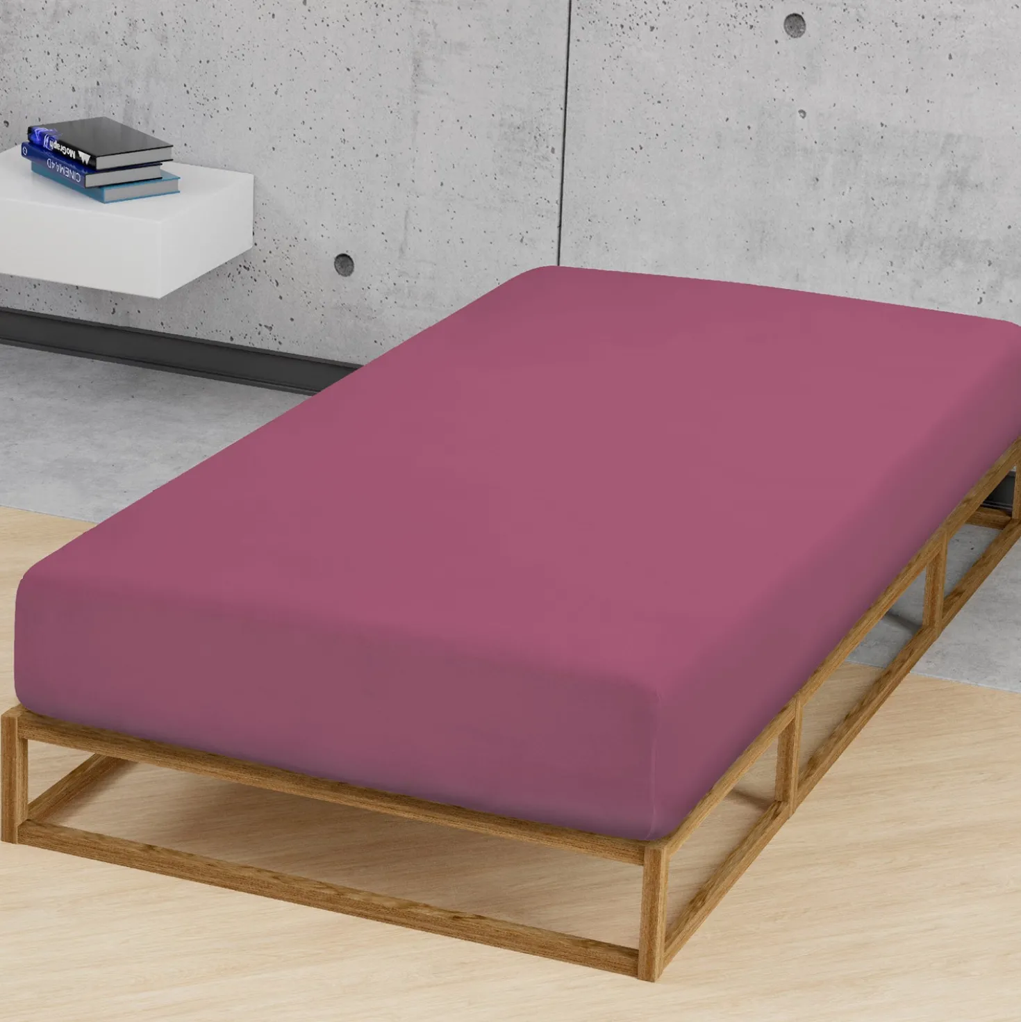 biberna Jersey-Elastic-Spannbetttuch brombeer, 1x 90x190 cm - 100x220 cm