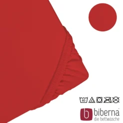 biberna Jersey-Elastic-Spannbetttuch rot, 1x 90x190 cm - 100x220 cm