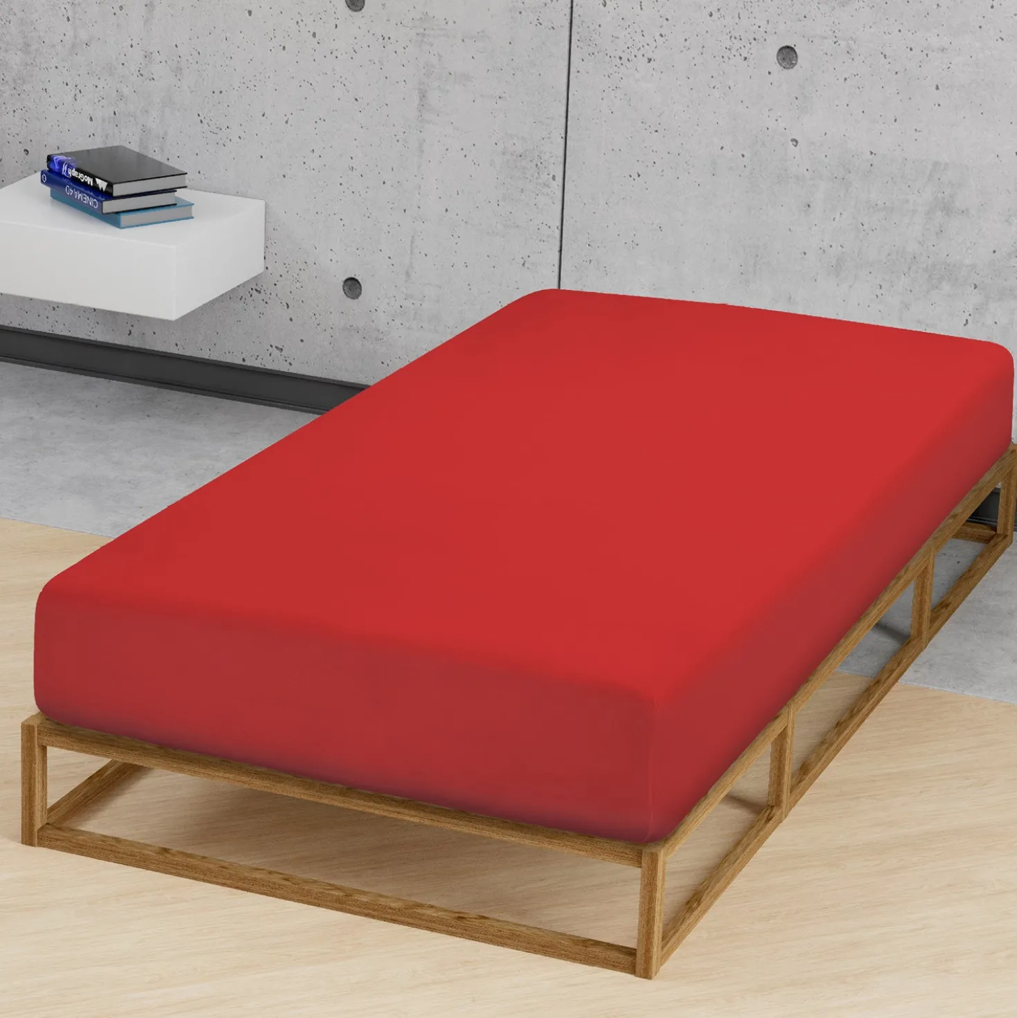 biberna Jersey-Elastic-Spannbetttuch rot, 1x 90x190 cm - 100x220 cm