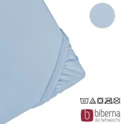 biberna Jersey-Elastic-Spannbetttuch eisblau, 1x 90x190 cm - 100x220 cm