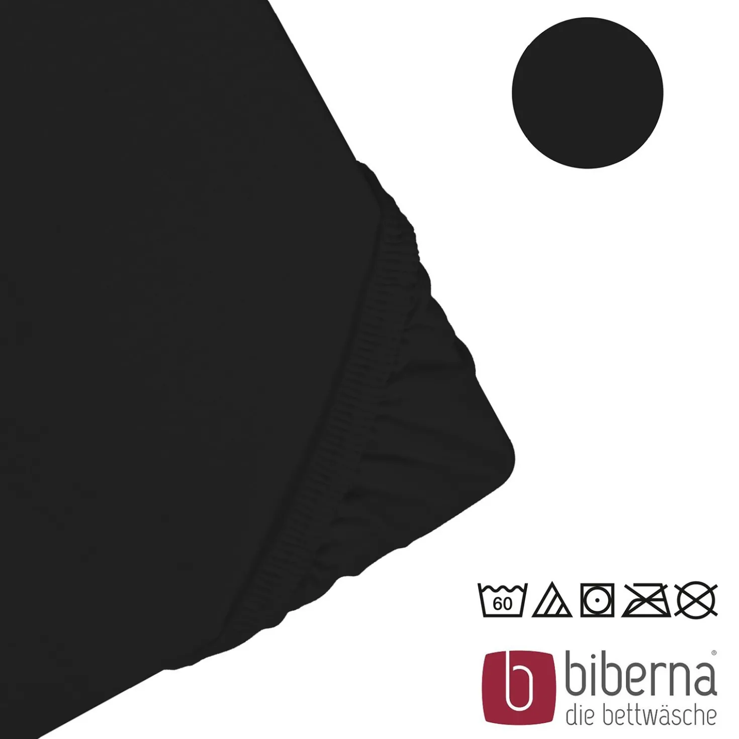 biberna Jersey-Elastic-Topper-Spannbetttuch schwarz, 1x 140x200 cm - 160x220 cm
