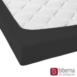 biberna Jersey-Elastic-Topper-Spannbetttuch schwarz, 1x 140x200 cm - 160x220 cm