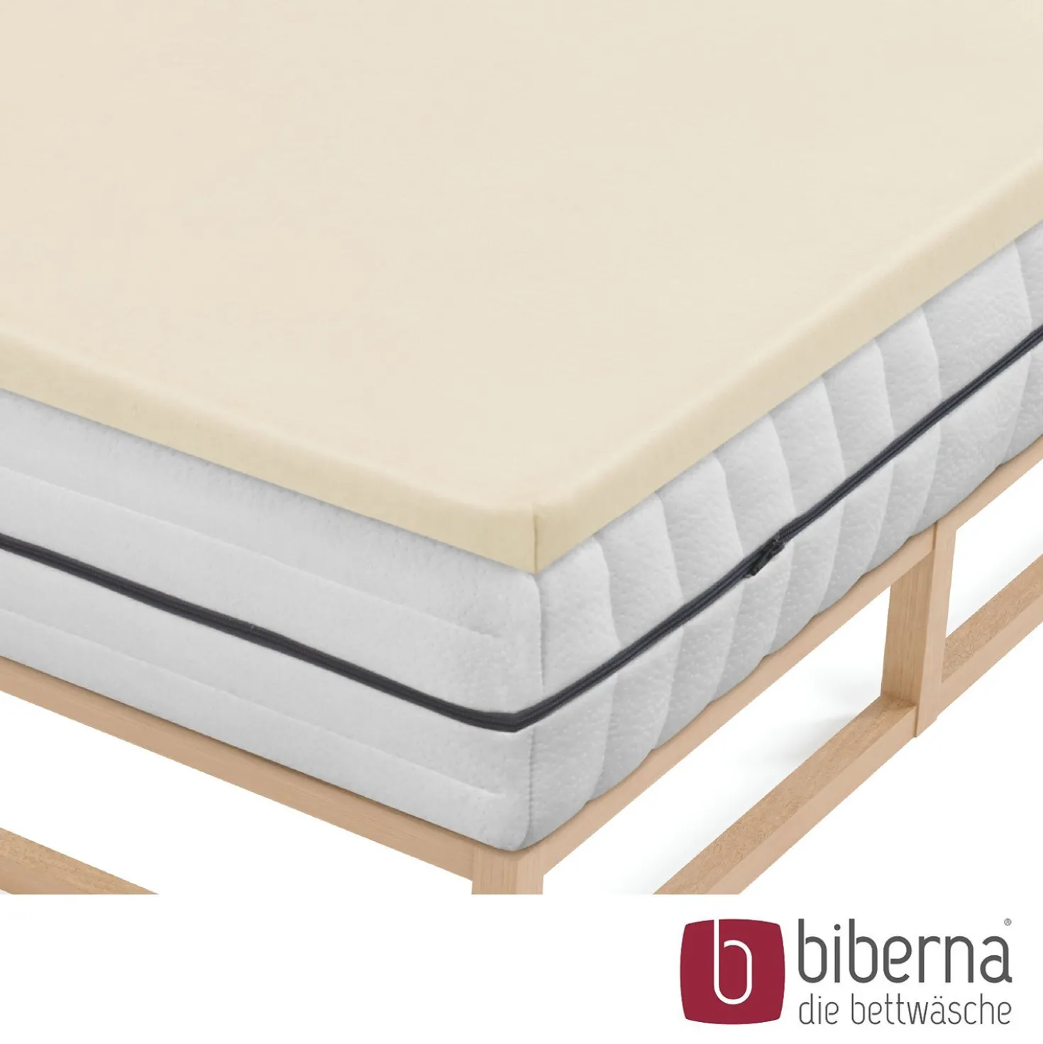 biberna Jersey-Elastic-Topper-Spannbetttuch champagner, 1x 180x200 cm - 200x220 cm