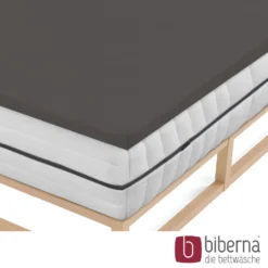 biberna Jersey-Elastic-Topper-Spannbetttuch dunkelgrau, 1x 90x190 cm - 100x220 cm