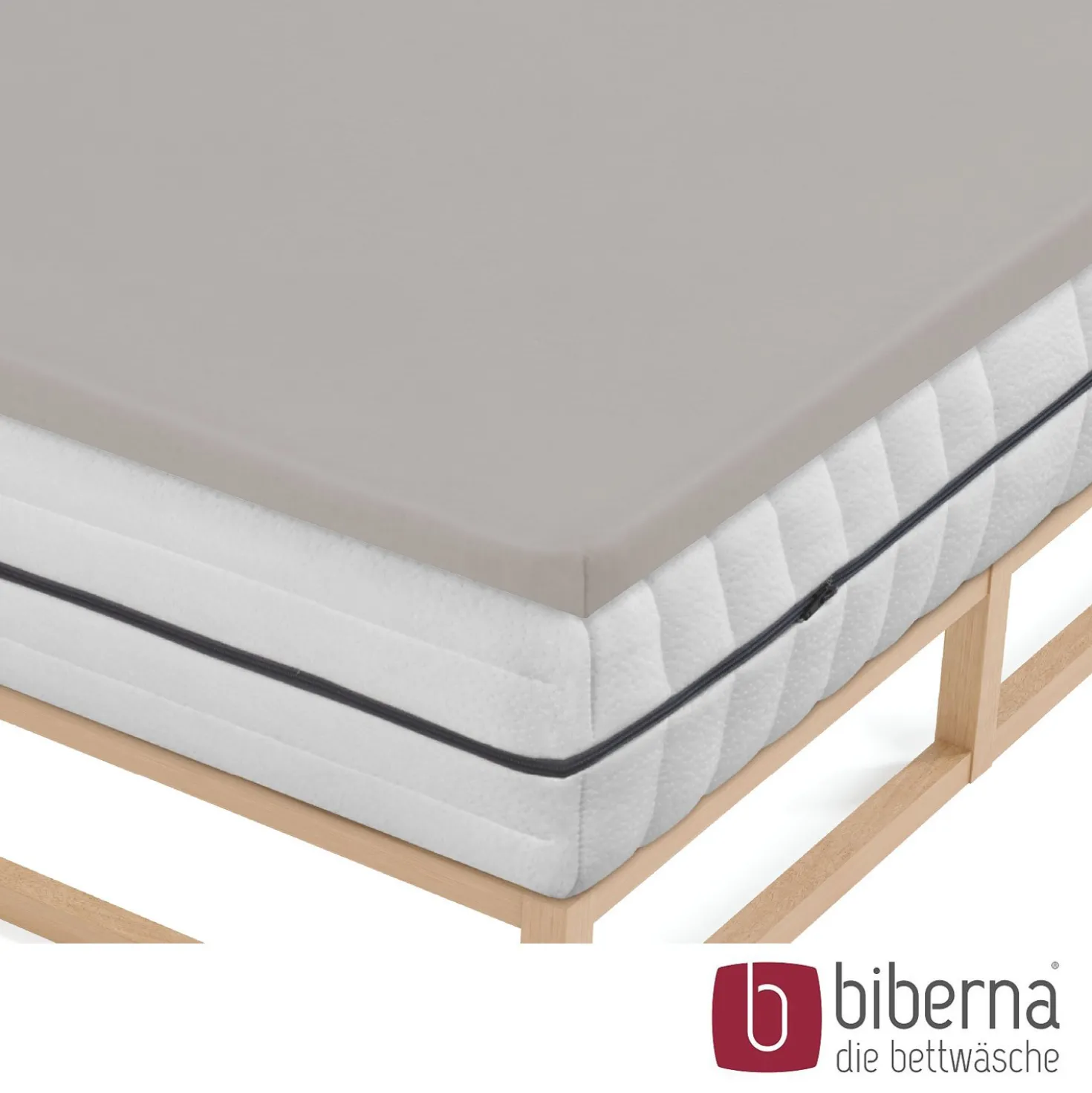 biberna Jersey-Elastic-Topper-Spannbetttuch sturmgrau, 1x 90x190 cm - 100x220 cm