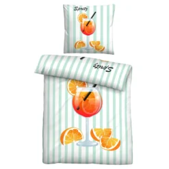biberna Linon Bettwäsche Spritz mint, 1x 135x200 cm + 1x 80x80 cm