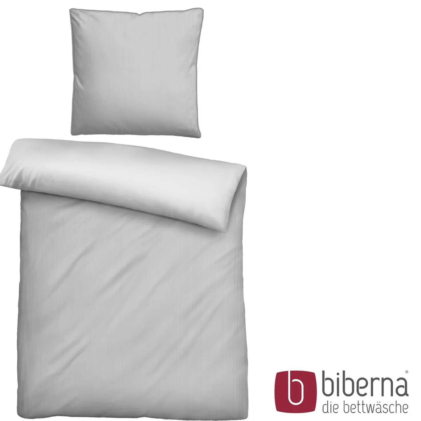 biberna Mako-Satin Bettwäsche FEINE STREIFEN sturmgrau, 155x220 cm + 80x80 cm