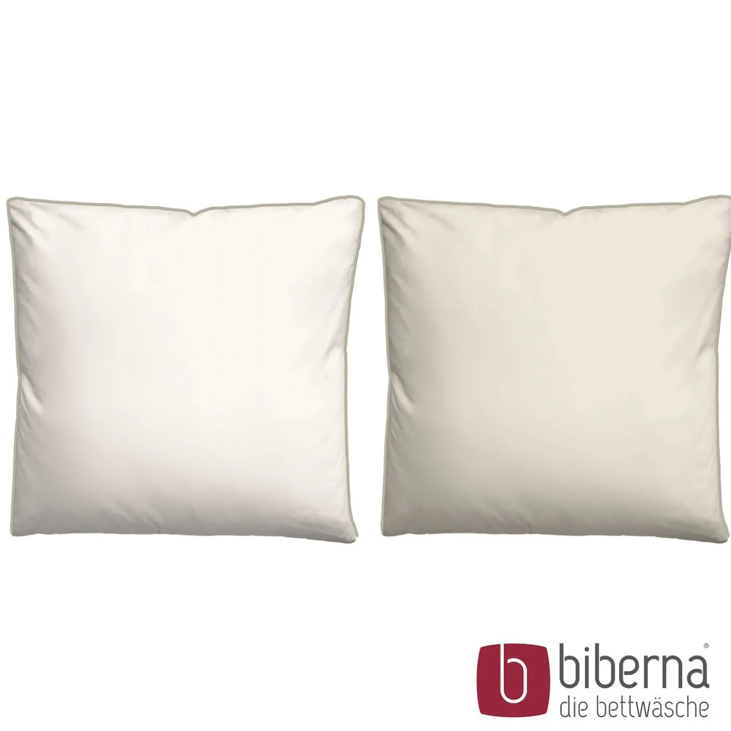 biberna Mako-Satin Bettwäsche FEINE STREIFEN natur, 155x220 cm + 80x80 cm