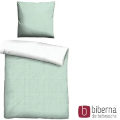 biberna Mako-Satin Bettwäsche PUNKTE - MIX & MATCH mint, 155x220 cm + 80x80 cm