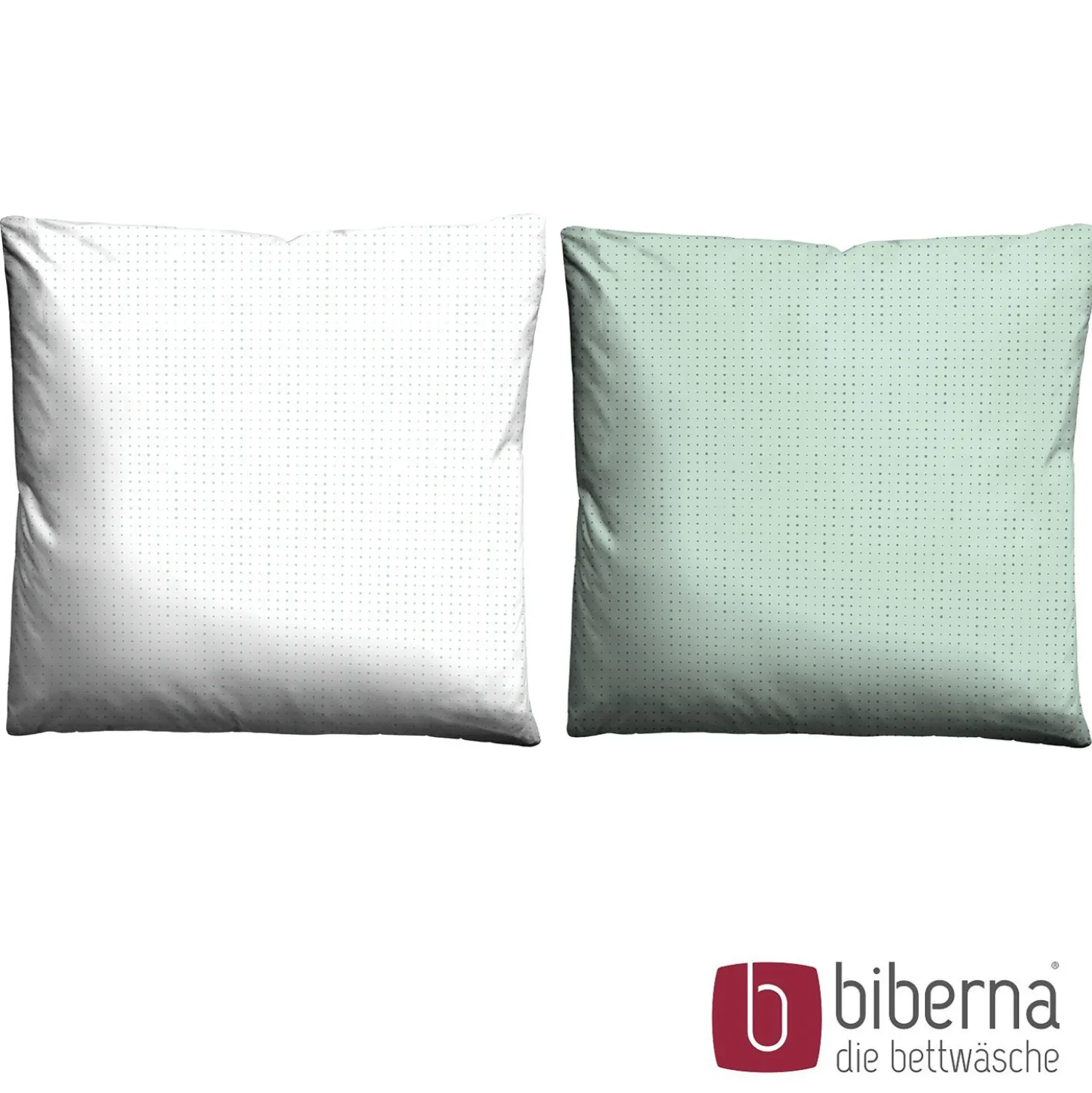 biberna Mako-Satin Bettwäsche PUNKTE - MIX & MATCH mint, 200x200 cm + 2x 80x80 cm