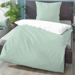 biberna Mako-Satin Bettwäsche PUNKTE - MIX & MATCH mint, 200x200 cm + 2x 80x80 cm