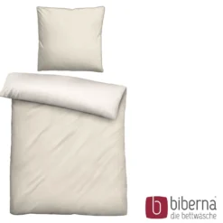 biberna Mako-Satin Bettwäsche FEINE STREIFEN natur, 135x200 cm + 80x80 cm