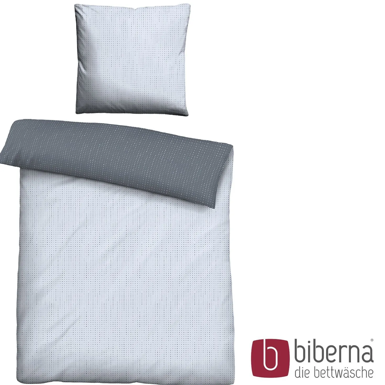biberna Mako-Satin Bettwäsche PUNKTE - MIX & MATCH blau, 135x200 cm + 80x80 cm