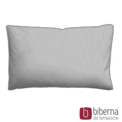 biberna Mako-Satin Kopfkissenbezug FEINE STREIFEN sturmgrau, 40x80 cm
