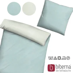 biberna Melange-Flanell Bettwäsche MELANGE UNI ciel, 135x200 cm + 80x80 cm