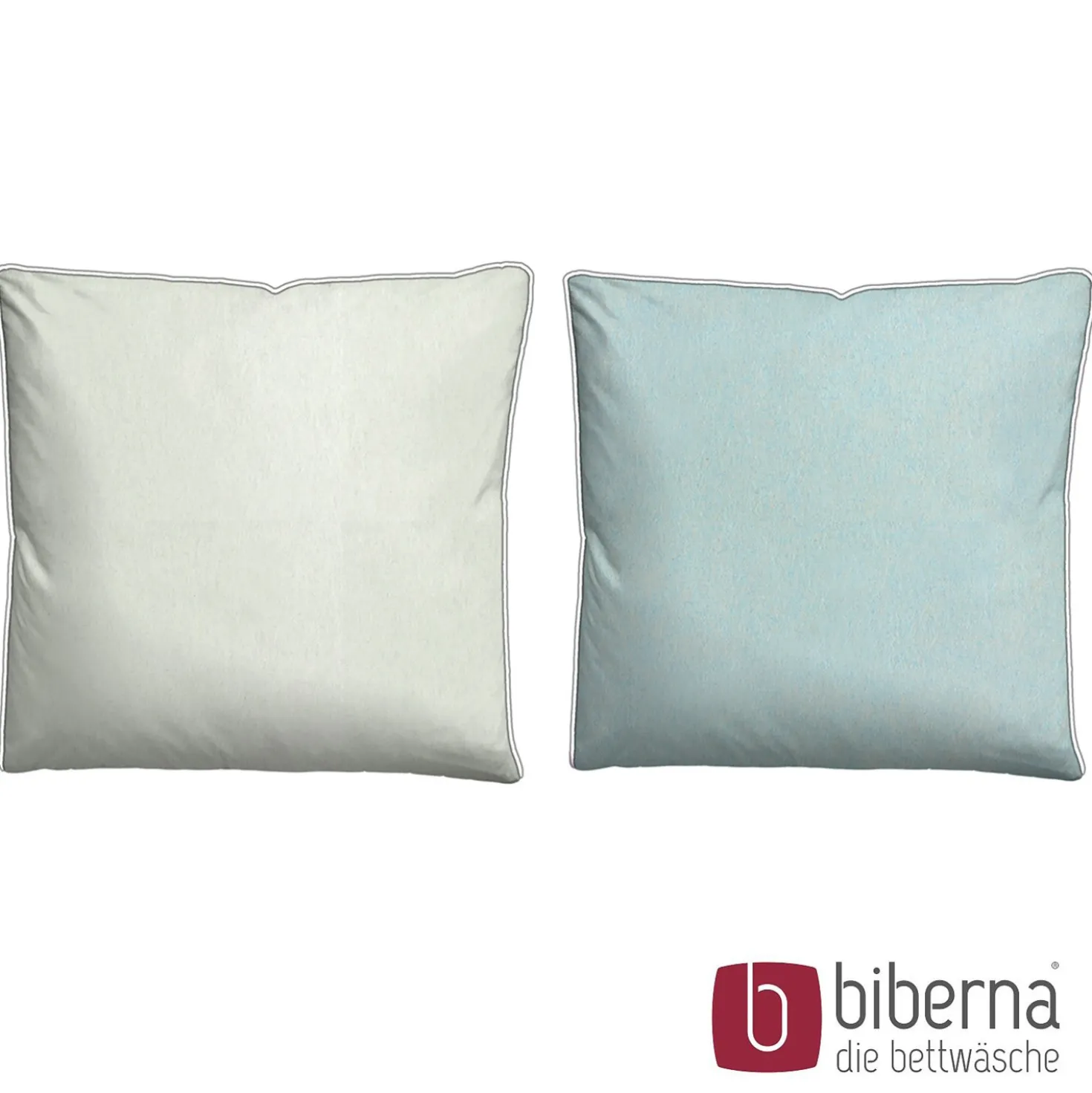 biberna Melange-Flanell Bettwäsche MELANGE UNI ciel, 135x200 cm + 80x80 cm
