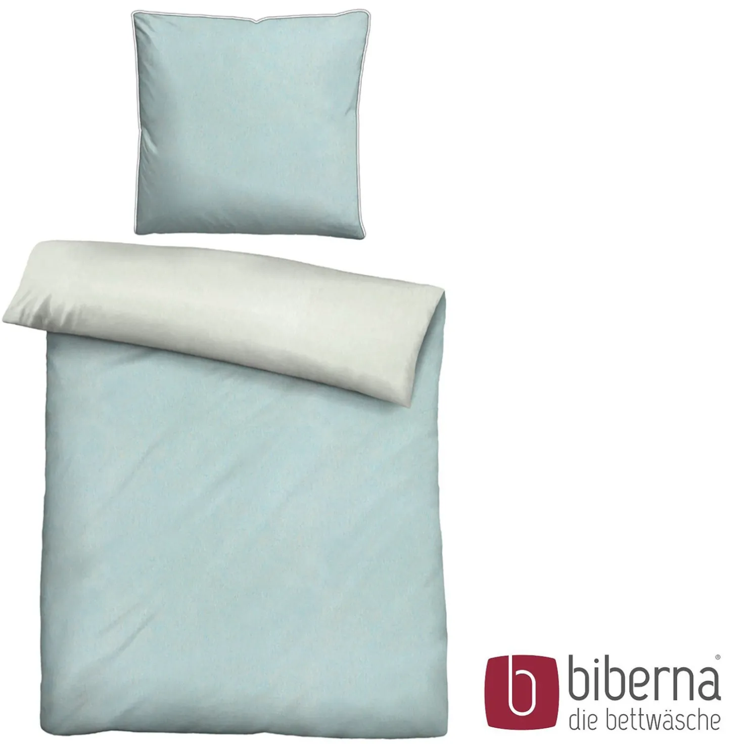 biberna Melange-Flanell Bettwäsche MELANGE UNI ciel, 135x200 cm + 80x80 cm