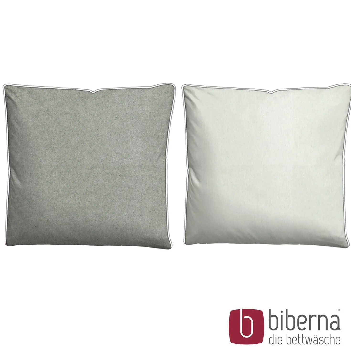 biberna Melange-Flanell Bettwäsche MELANGE UNI sturmgrau, 155x200 cm + 80x80 cm