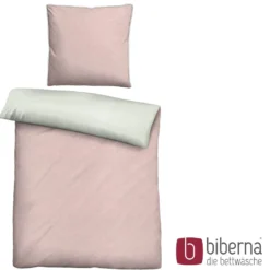 biberna Melange-Flanell Bettwäsche MELANGE UNI rose, 155x220 cm + 80x80 cm