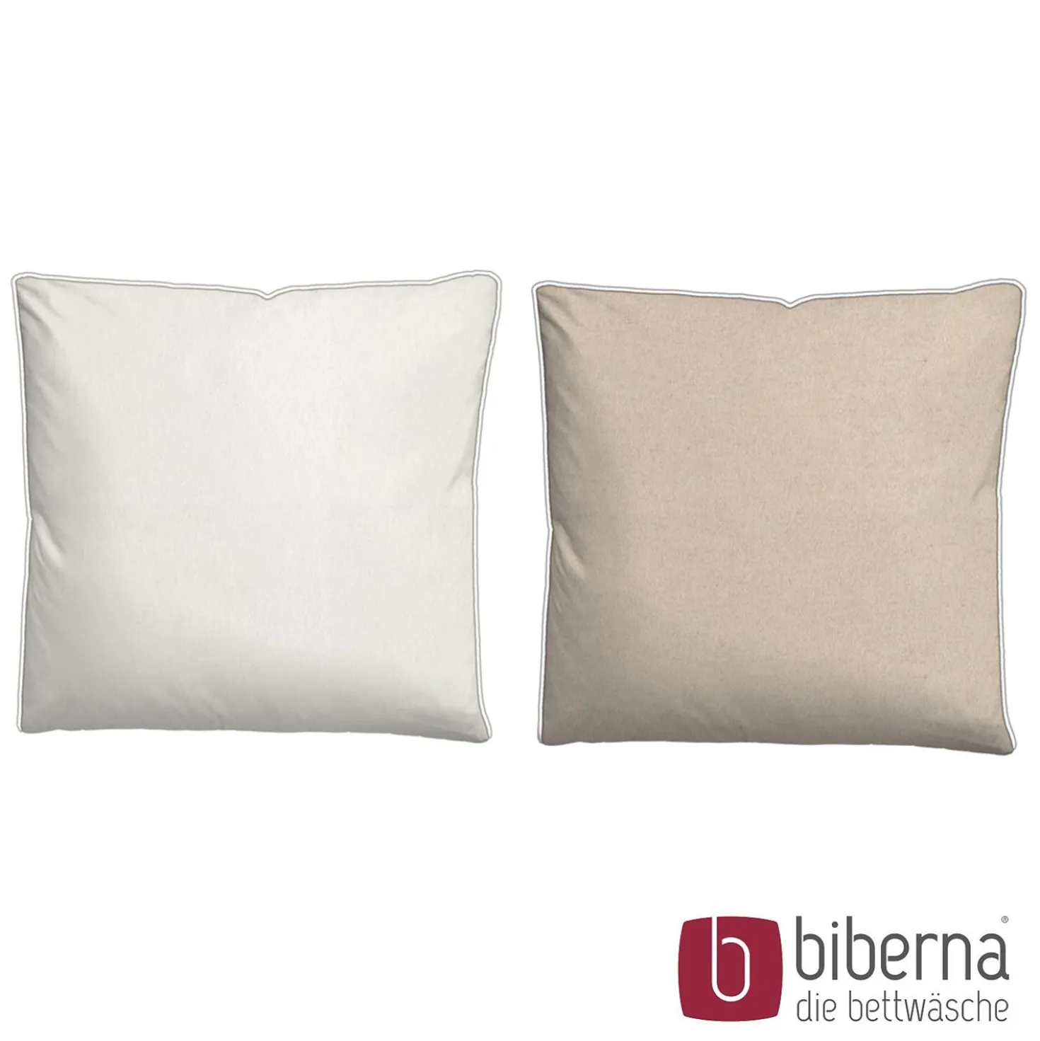 biberna Melange-Flanell Bettwäsche MELANGE UNI kitt, 155x200 cm + 80x80 cm