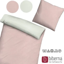 biberna Melange-Flanell Bettwäsche MELANGE UNI rose, 200x200 cm + 2x 80x80 cm