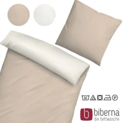 biberna Melange-Flanell Bettwäsche MELANGE UNI kitt, 200x200 cm + 2x 80x80 cm