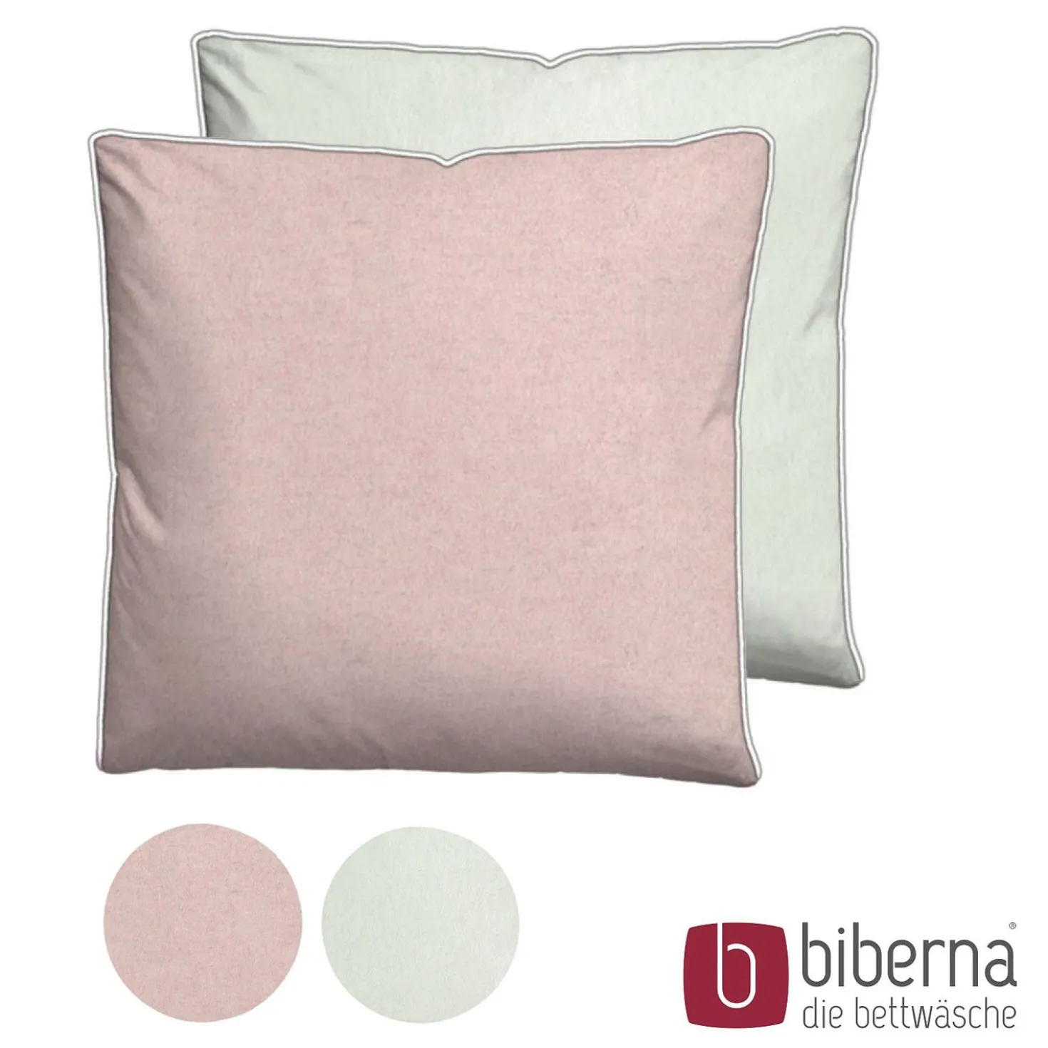 biberna Melange-Flanell Kopfkissenbezug MELANGE UNI rose, 40x40 cm