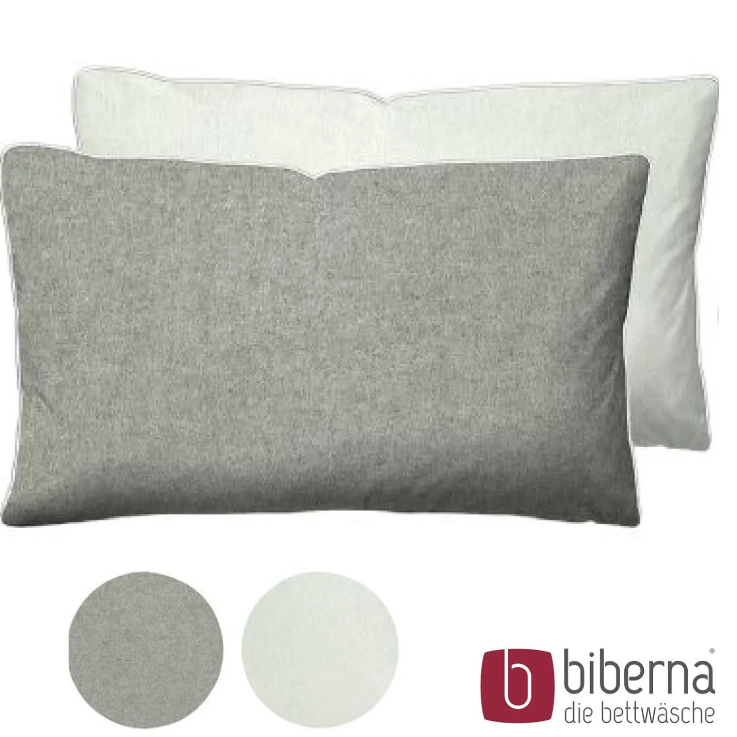 biberna Melange-Flanell Kopfkissenbezug MELANGE UNI sturmgrau, 40x60 cm