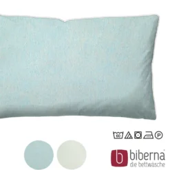 biberna Melange-Flanell Kopfkissenbezug MELANGE UNI ciel, 40x60 cm
