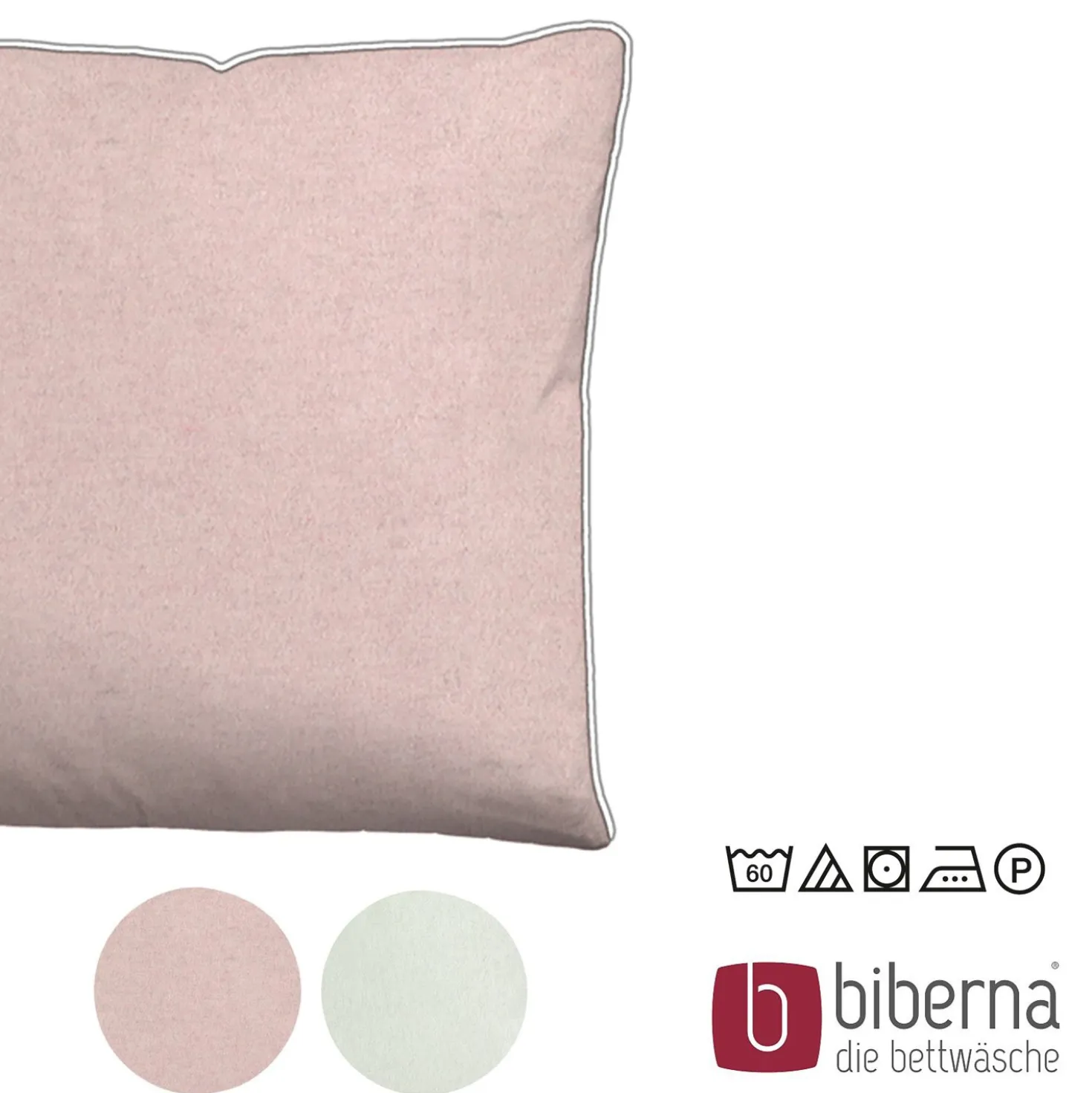 biberna Melange-Flanell Kopfkissenbezug MELANGE UNI rose, 80x80 cm