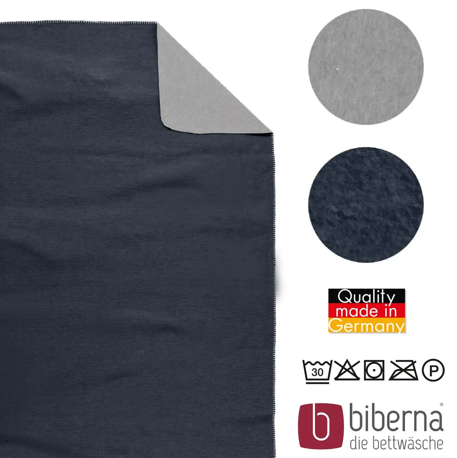 biberna Melange Wohndecke UNI marine, 150x200 cm