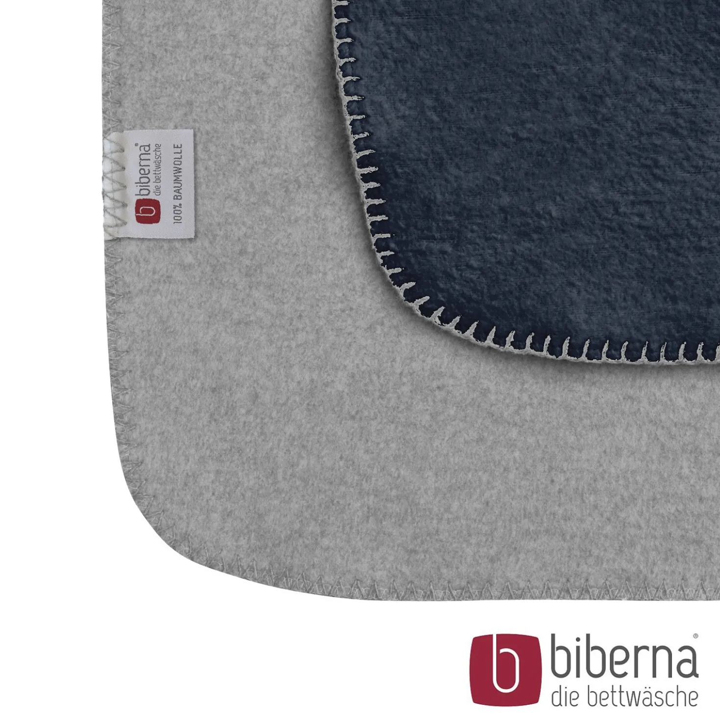 biberna Melange Wohndecke UNI marine, 150x200 cm